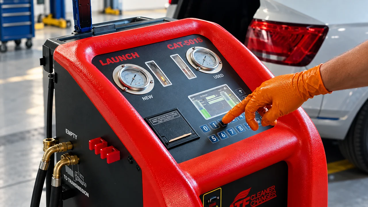 Operação da máquina de troca de óleo de câmbio automático